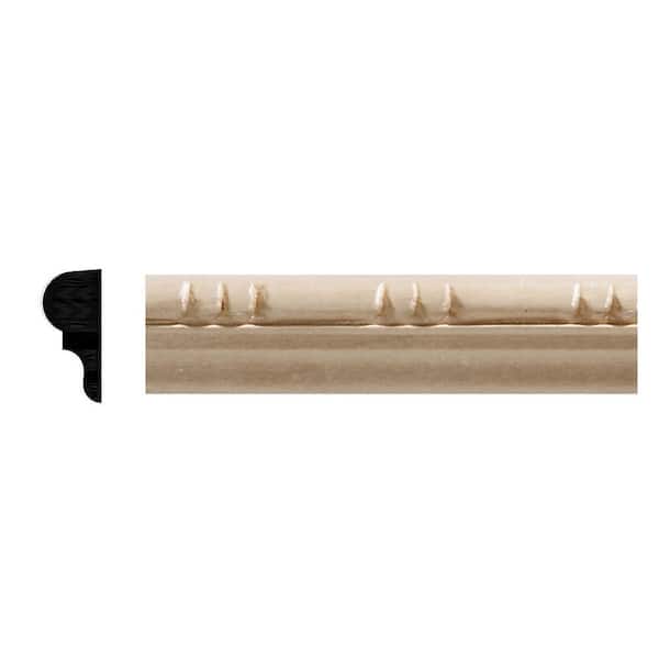 Ornamental Mouldings 1160-4WHW 0.313 in. D x .688 in. W x 47.5 in. L Unfinished White Hardwood Colonial Sausage & Bead Embossed Trim Moulding