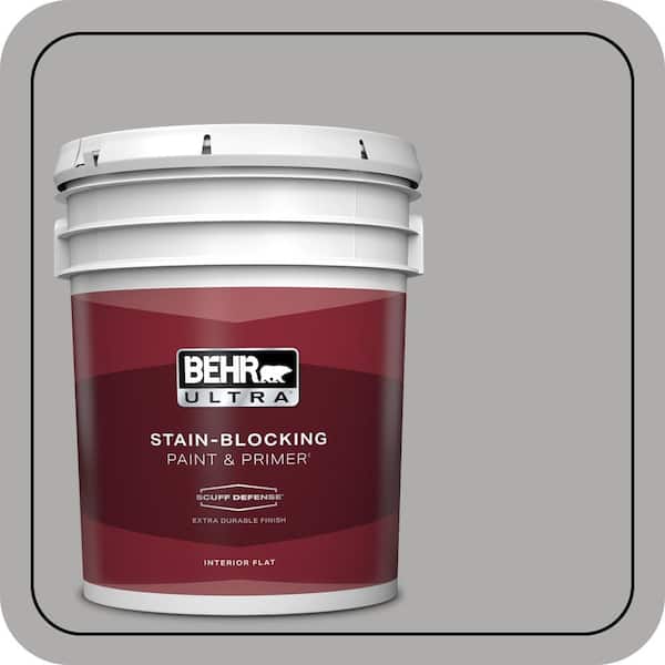 BEHR ULTRA 5 gal. #N520-3 Flannel Gray Extra Durable Flat Interior Paint & Primer