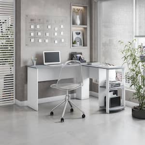 54 in. L-Shaped Gray Computer Desk with File Storage