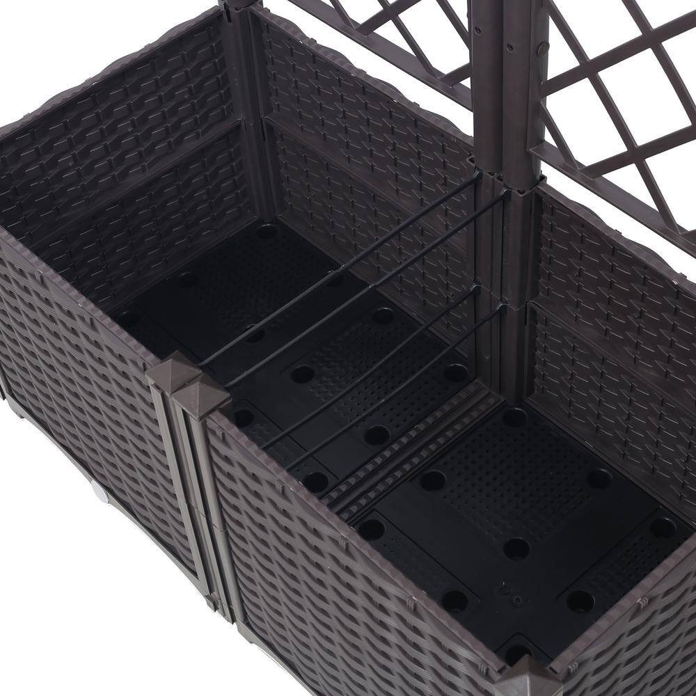 Large Brown Polypropylene Rectangular Raised Bed with Trellis