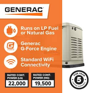 Guardian 22,000-Watt (LP)/19,500-Watt (NG) Air-Cooled Whole House Generator with Wi-Fi and 200-AmpTransfer Switch