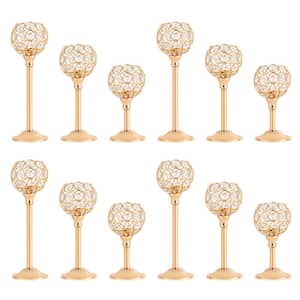 12-Pieces Crystal Candle Holders Gold Tealight Table Centerpieces Decoration for Wedding Party
