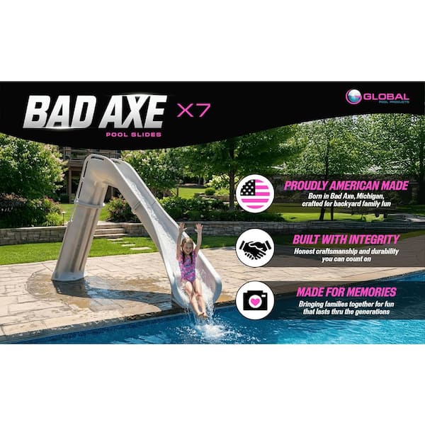 GLOBAL POOL PRODUCTS Bad Axe X7 Silver Quartz Right Curve Pool