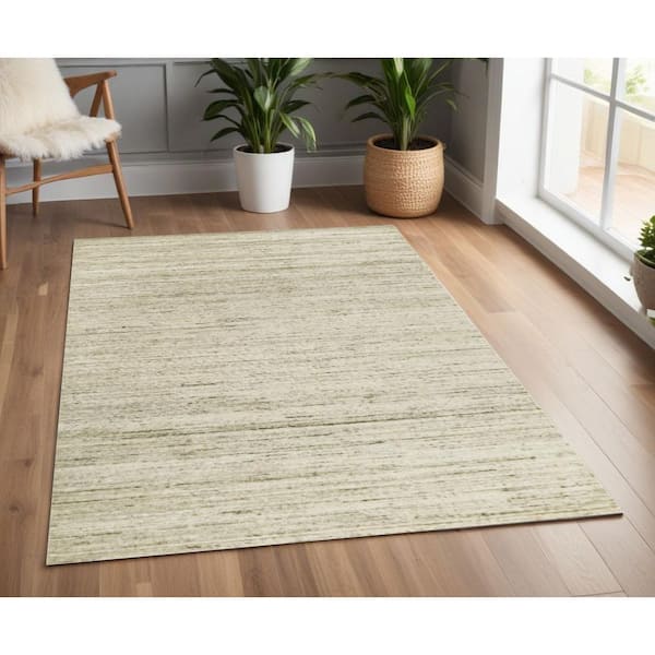 4 ft. x 6 ft. Beige and Brown Wool Striped Hand Woven Area Rug