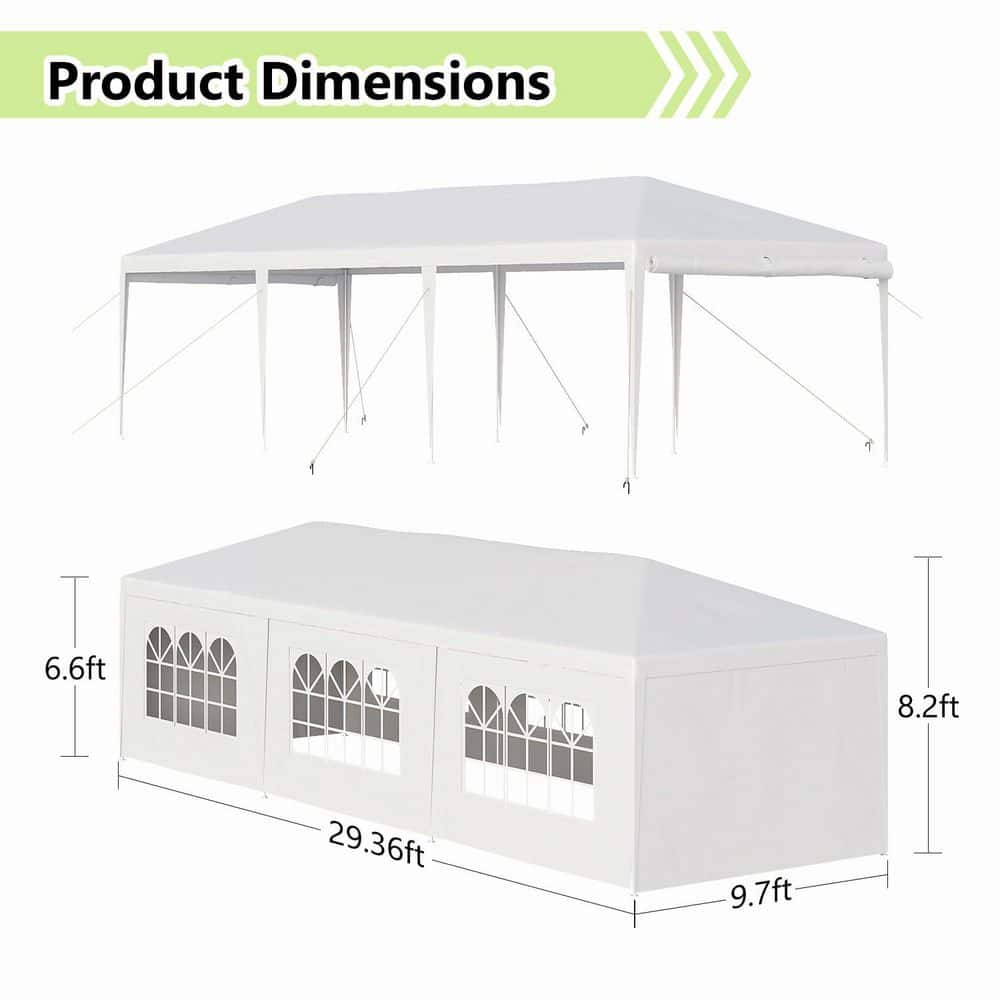 White 10 ft x 30 ft Outdoor Canopy Tent with Removable Sidewalls