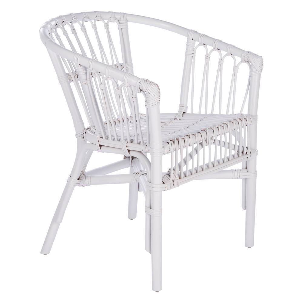 Sustainably Sourced White Rattan Accent Chair Set