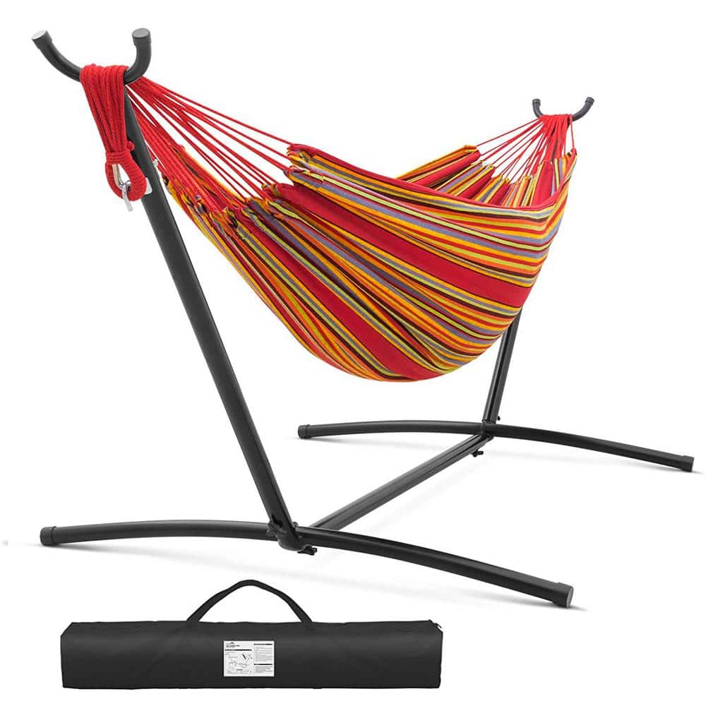 SKONYON 10 ft. Fabric Hammock Bed Space Steel Stand, Tropical (450 lbs. Capacity- Premium Carry Bag Included) SK-88130 - The Home Depot