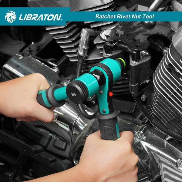 Rivet Nut Tool, Rivnut Tool, Professional Ratchet Nutsert Tool Kit, Nutsert Gun Kit with 10 SAE and Metric Mandrels