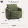 Specification image showing the dimensions and softness level of the chair.