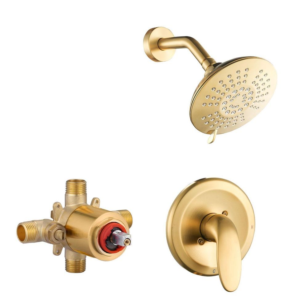 Single Handle 5-Spray Patterns Shower Faucet 1.8 GPM with High Pressure in Brushed Gold (Valve Included) price history on PriceWatchPro