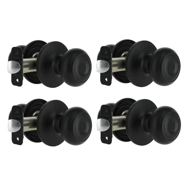Defiant Hartford Matte Black Hall/Closet Door Knob (4-Pack