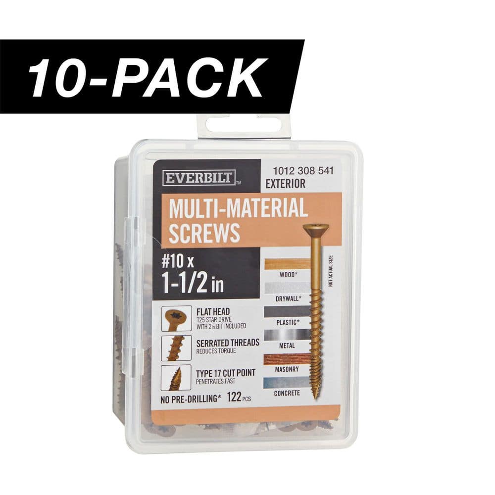 10-Pack #10 x 1-1/2 in. Brown 6-Lobe Star Drive Exterior Flat Head Multi-Material Screw (10 lbs. / 1,220-piece) price history on PriceWatchPro