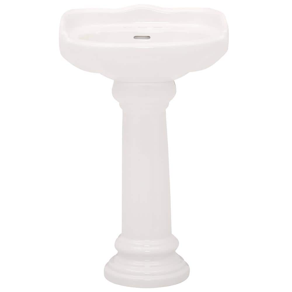 Vicki Bisque Vitreous China Pedestal Bathroom Sink with Overflow