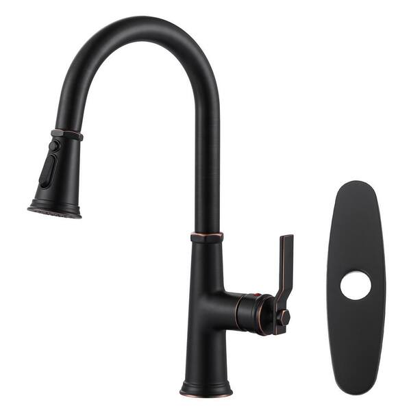 Single Handle Stainless Steel High Arc Pull Down Sprayer Kitchen Faucet with 3-Modes Swivel Spout in Oil Rubbded Bronze