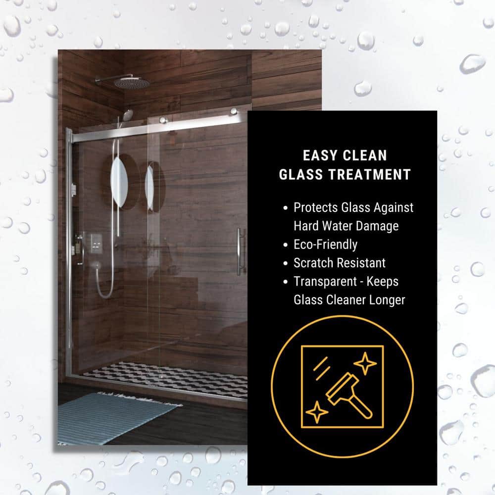 Luna Lite Brushed Nickel Frameless Sliding Shower Door with Clear Glass