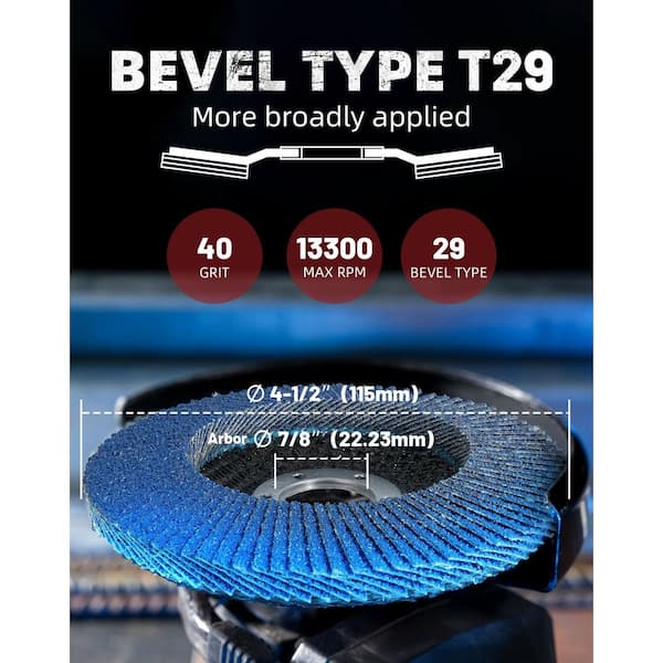 4-1/2 in. 40-Grit Zirconia Grinding and Polishing Flap Disc with High Density Jumbo Design for Angle Grinders (50-Pack)