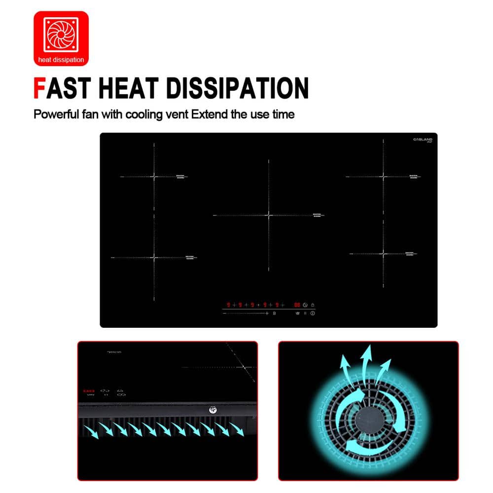 Gasland 36" Black Glass 5 Burner Induction Cooktop with Touch Control