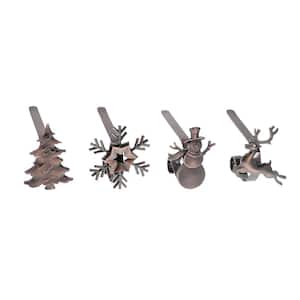 Oil-Rubbed Bronze MantleClip Stocking Holder with Assorted Holiday Icons (4-Pack)