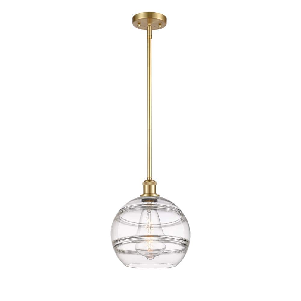 Rochester 100-Watt 1-Light Satin Gold Standard Mini Pendant Light with Clear Glass Shade, No Bulbs Included price history on PriceWatchPro