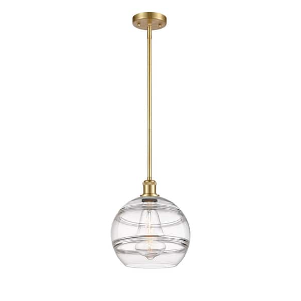 Rochester 100-Watt 1-Light Satin Gold Standard Mini Pendant Light with Clear Glass Shade, No Bulbs Included
