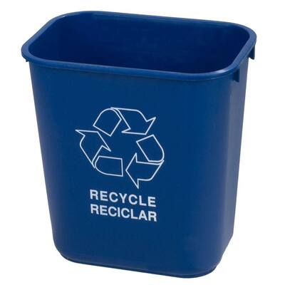 13-5/8 qt. Blue Imprinted Recycling and Logo Waste Basket (12-Case)