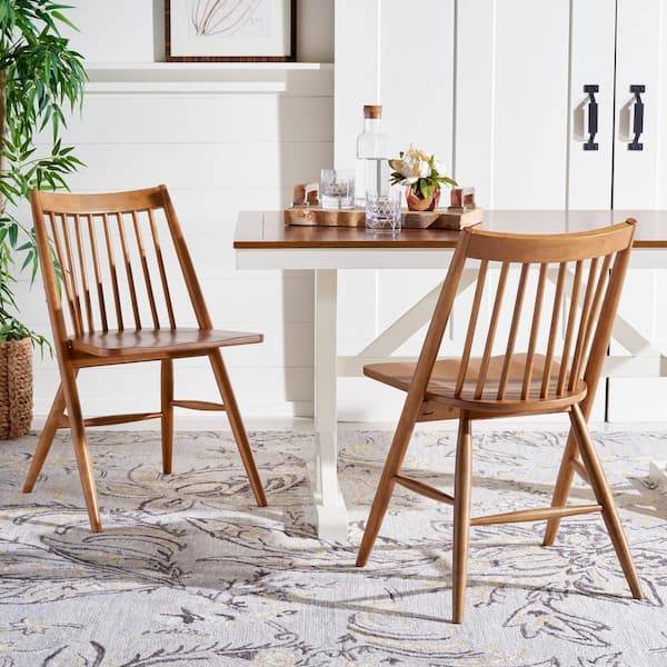 SAFAVIEH Wren Brown 18.9 in. Wood Dining Chair (Set of 2)