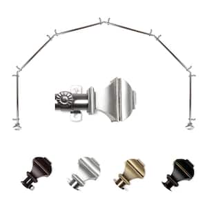 13/16" Dia Adjustable 6-Sided Bay Window Curtain Rod 28 to 48" (each side) with Julianne Finials in Satin Nickel