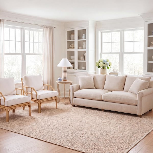 Natural Fiber 3 ft. x 5 ft. Natural/Beige Woven Border Area Rug