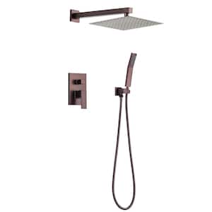 ACAD Single-Handle 2-Spray Patterns 10 in. Wall Mounted Square Dual Shower Faucet in Oil Rubbed Bronze( Valve Included)