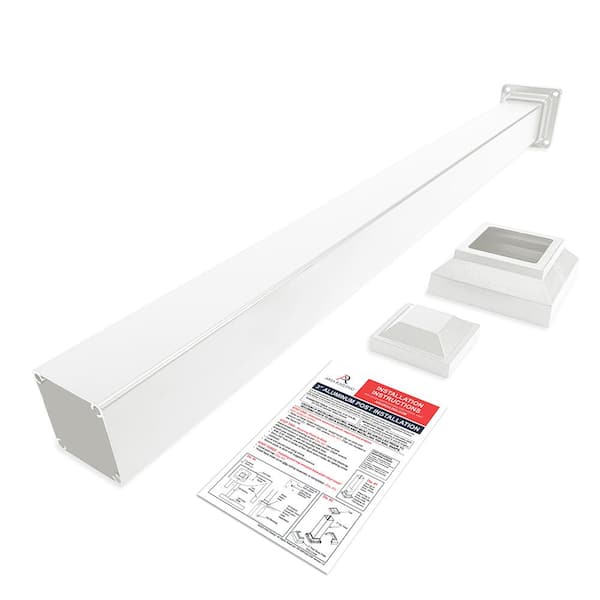 Aria Railing 3 in. x 3 in. x 36 in. White Powder Coated Aluminum Deck Post Kit