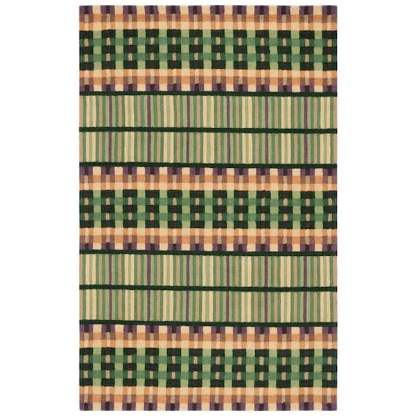 Metro Green/Gold 8 ft. x 10 ft. Striped Geometric Lattice Area Rug
