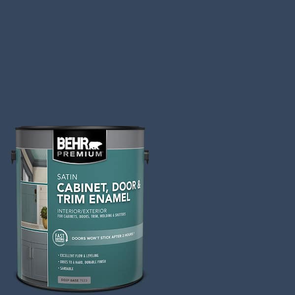 BEHR PREMIUM 1 gal. #MQ5-54 Compass Blue Satin Enamel Interior/Exterior Cabinet, Door & Trim Paint