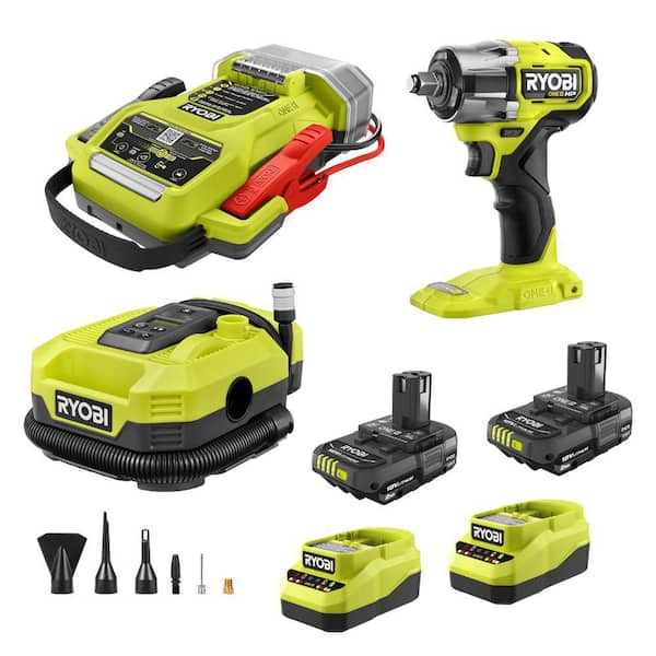RYOBI ONE+ 18V Cordless 1600A Jump Starter Kit, with Inflator