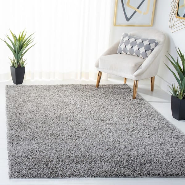 Venus Shag 3 ft. x 3 ft. Square Gray Solid Color Area Rug