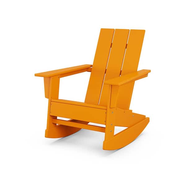 POLYWOOD Grant Park Tangerine Modern Plastic Adirondack Outdoor Rocking Chair