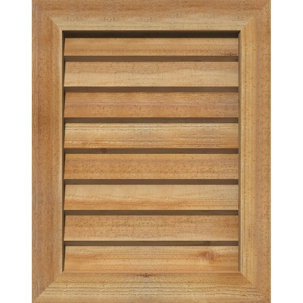 Ekena Millwork 17" x 23" Rectangular Rough Western Red Cedar Wood Paintable Gable Louver Vent Non-Functional