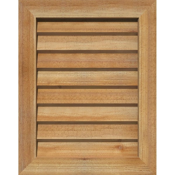 35" x 17" Rectangular Rough Western Red Cedar Wood Paintable Gable Louver Vent Non-Functional