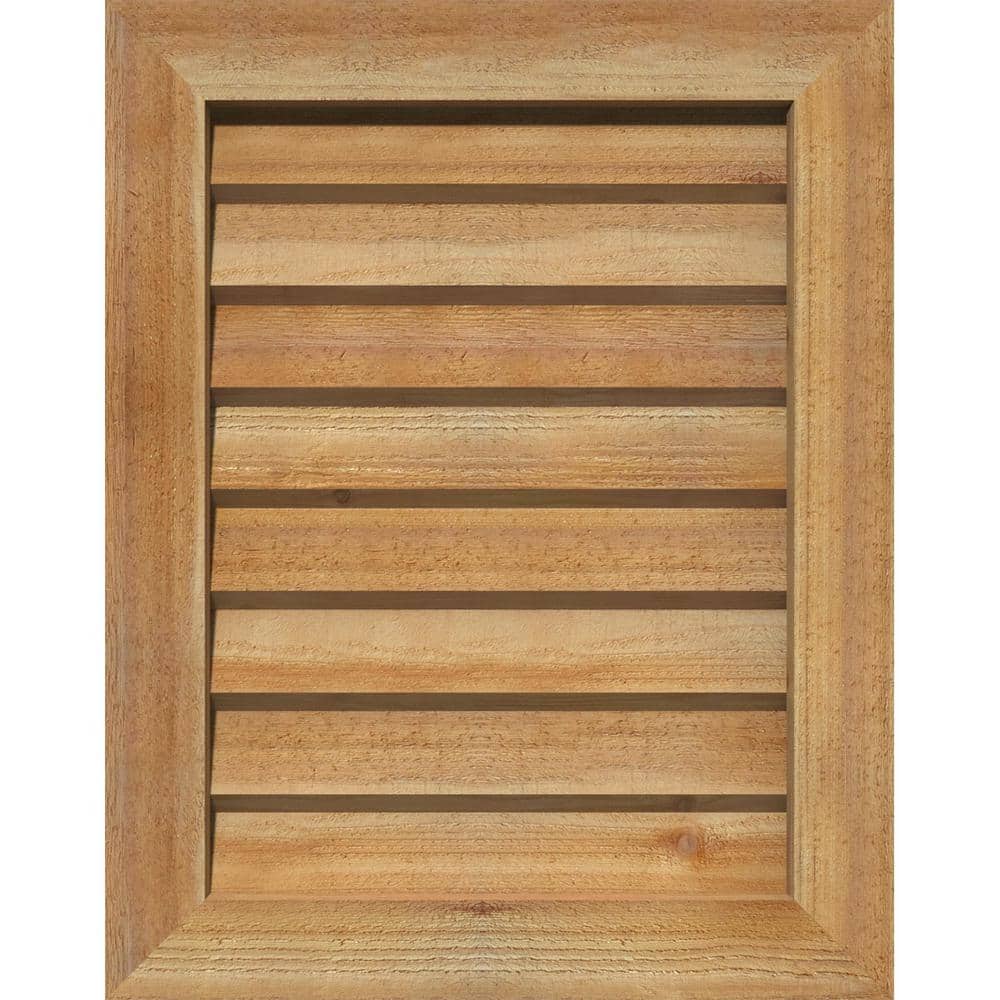 Ekena Millwork 35" x 31" Rectangular Rough Western Red Cedar Wood Paintable Gable Louver Vent