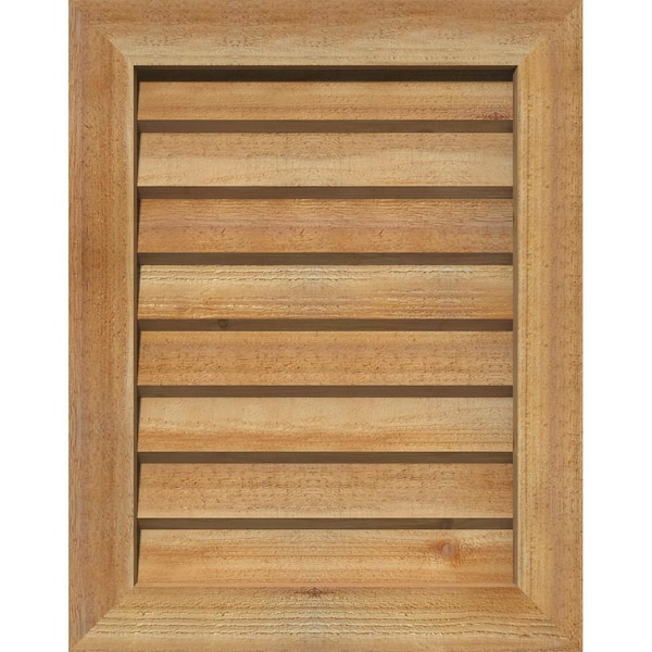 Ekena Millwork 17" x 37" Rectangular Unfinished Rough Sawn Western Red Cedar Wood Gable Louver Vent Non-Functional