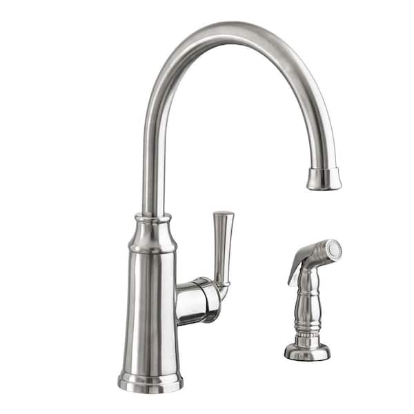 American Standard Portsmouth High-Arc Single-Handle Standard Kitchen Faucet with Side Sprayer in Stainless Steel