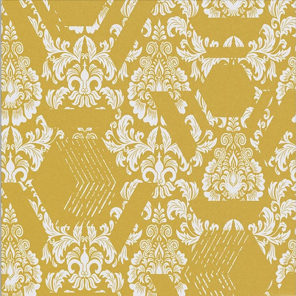 Graham & Brown Geo Damask Yellow Wallpaper