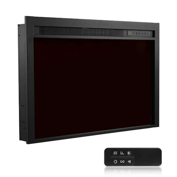 Electric Fireplace Insert, 40 in. Recessed and Wall Mounted with Adjustable Flame Brightness, 5000BTU Black 5.91 in. W