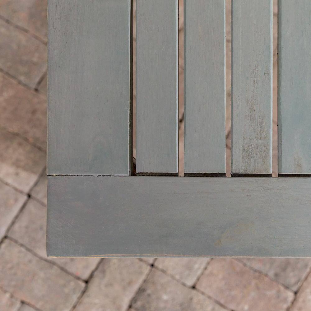 Gray Wash Acacia Wood Outdoor Dining Table with Slatted Surface