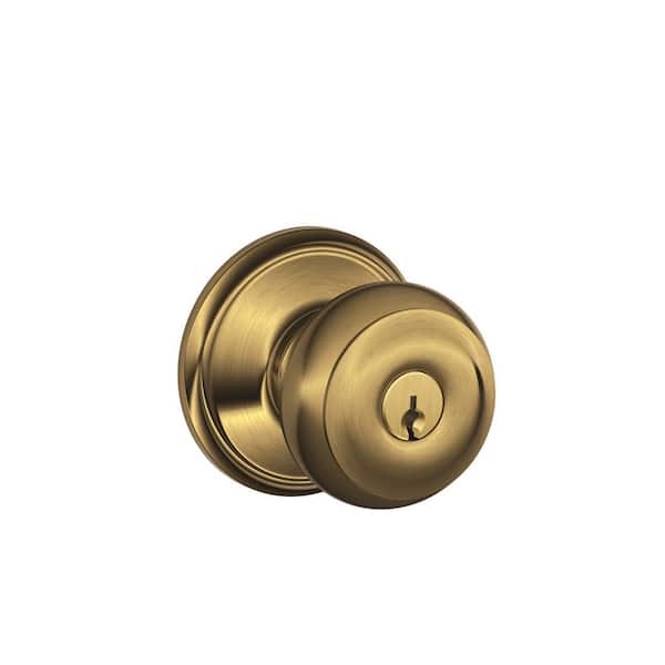 Schlage Georgian Antique Brass Keyed Entry Door Knob