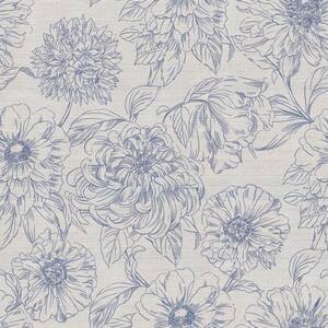 Grasscloth Blooms Prussian Blue Authentic Grasscloth Wallpaper, 72 sq. ft.