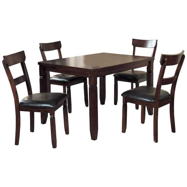 EVERGLADE HOME Decatur 5-Piece Rectangular Espresso Wood Top Dining Room Set