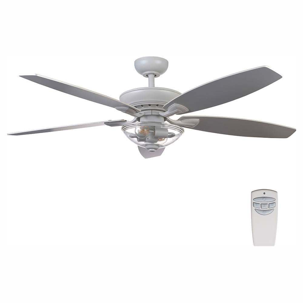 Home Decorators Collection Connor 54 In Led Matte White Dual Mount Ceiling Fan With Light Kit And Remote Control 51846 The Home Depot