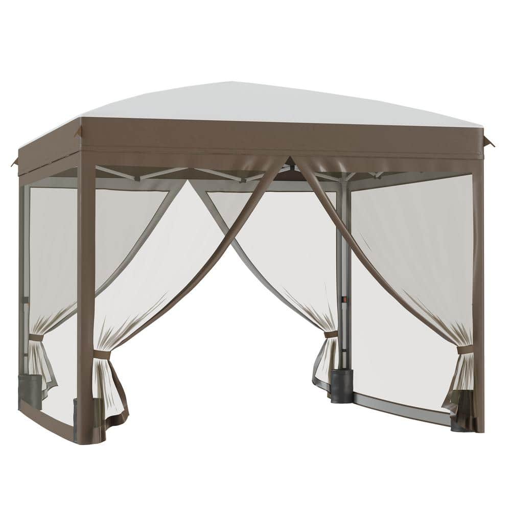 Outsunny 10 ft. x 10 ft. Steel Pop Up Canopy Tent with Netting, Instant Sun