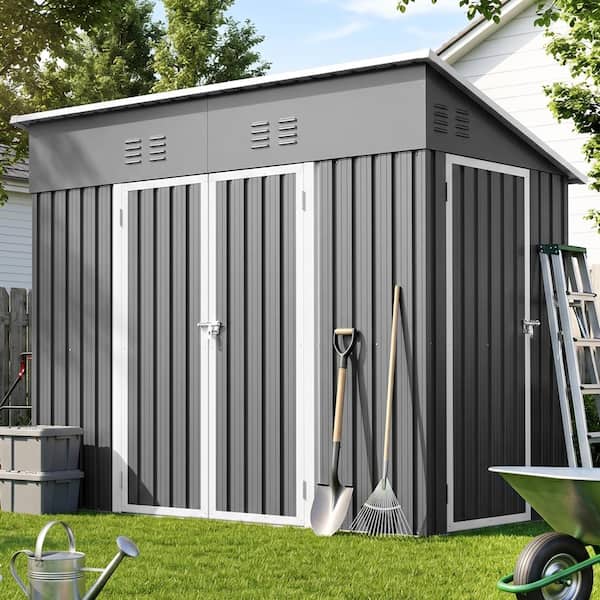 ToolCat 8 x 4 ft Heavy-Duty Metal Storage Shed With Floor Frame