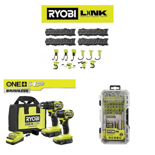 RYOBI ONE HP 18V Brushless 1/2 in. Drill and Impact Driver Kit with (2) 1.5 Ah Batteries